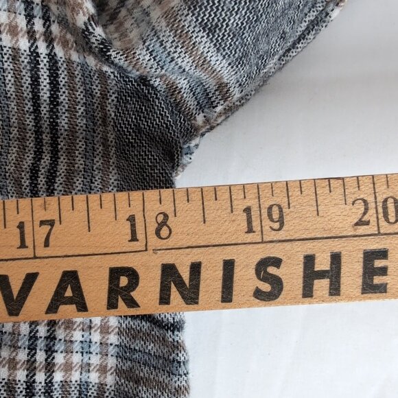 Max Studio Women's Grey/Blue/Tan Button Up Shirt Plaid Flannel, Size Small - Picture 5 of 6